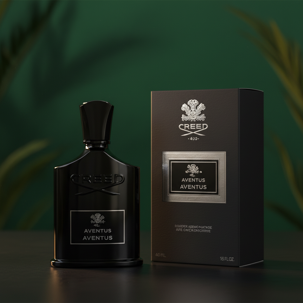 Creed Aventus perfume bottle with forest green background and goldenCreed Aventus Eau de Parfum Creed Aventus light